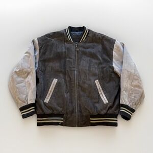 Vintage Varsity Bomber Jacket Mens M Brown Suede Leather Northwest Territory 90s